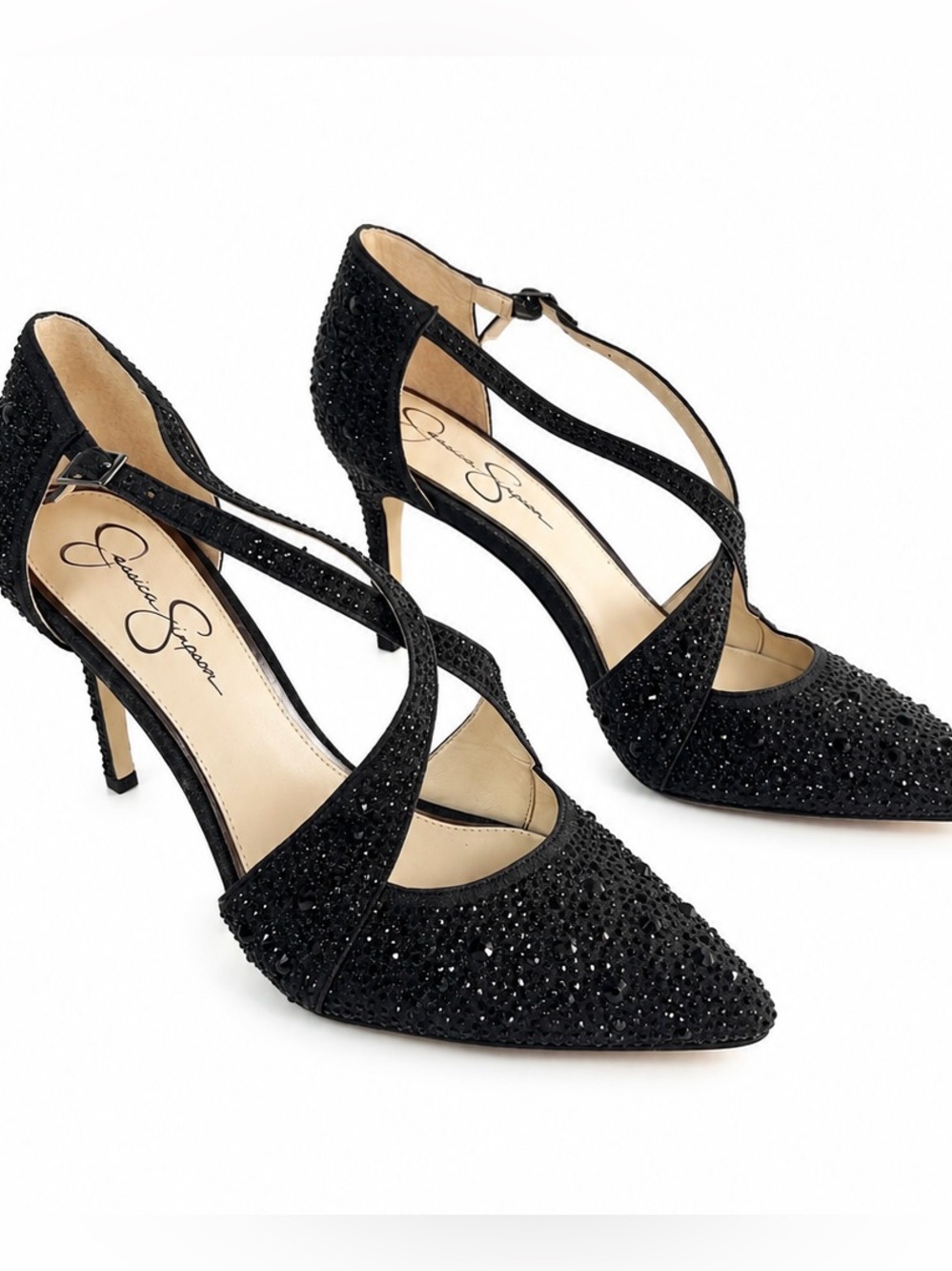 New Jessica Simpson Accile Rhinestone Ankle Strap Pumps US 10M NWB